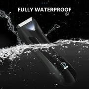 Electric Body Trimmer, Men's Groin Hair Trimmer IPX5 Waterproof Wet/Dry Use Razor, Ceramic Blade Ball Shaver Clipper Body Grooming Kit with LCD Baterry Display, USB Recharge Dock & LED Light