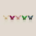 thumbnail image 2 of Anygolds 14K REAL Solid Gold Butterfly CZ Stud Screw-back Stud Earrings, 2 of 8