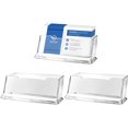 thumbnail image 1 of 3 Pieces Plastic Transparent Business Card Holders Acrylic Business Card Display Rack Clearly Tidy Cards for Office, 1 of 5