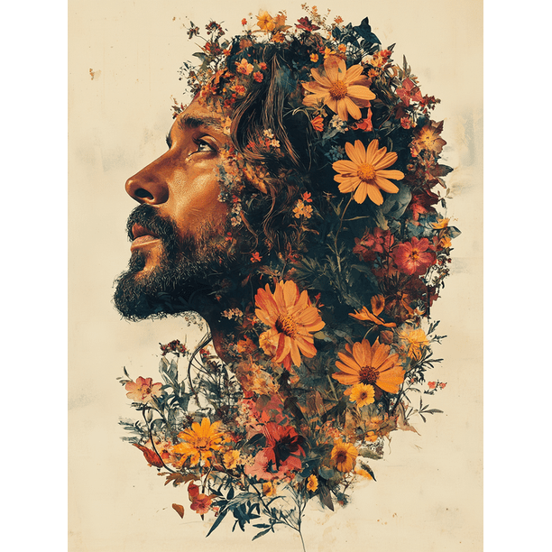 Qisvanset Framed Canvas Wall Art 12x16 Inch Wildflower Jesus Spring Apartment Floral Art