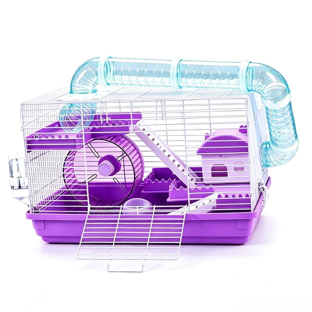 koolsoo Hamster Cage Interactive Portable Habitat House for Rats Hamsters Guinea Pig Purple