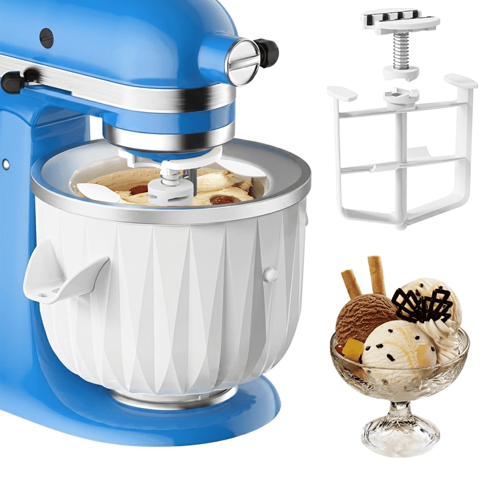 TOCOKEID 2QT Ice Cream Maker Attachment for KitchenAid Stand Mixers, Fits 4.5 Qt & Larger Tilt-Head/Bowl-Lift
