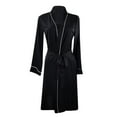 thumbnail image 5 of Women Robes Satin Silk Long Sleeve Kimono Dressing Gown Bath Robe Pajamas Sleepwear Bath Robe With Belt, 5 of 6