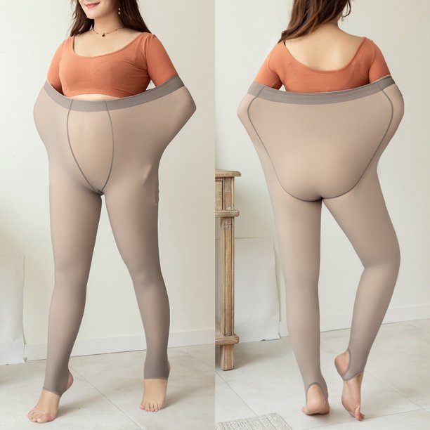 Talla grande Pantimedias Térmicas Forradas Gruesas Translúcidas De Lana Polainas Cálidas De Invierno Super Elástico Delgadopangjing