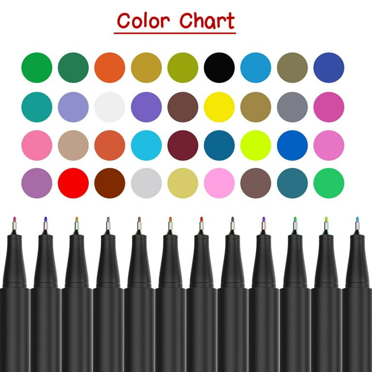 24 Fineliner Colouring Pens Set Fine Point Pens 0.4mm Assorted Colours,  Fineliners Coloured Pens Drawing Pens 