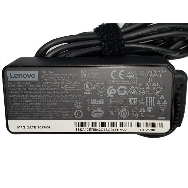 Cargador portátil Lenovo, adaptador de corriente alterna USB tipo C de 45 W