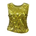 thumbnail image 4 of EliteGoogv Women Tank Top Classic Fit Carnival Holiday Tops Vest Sequin Sleeveless Shirts Yellow L, 4 of 4