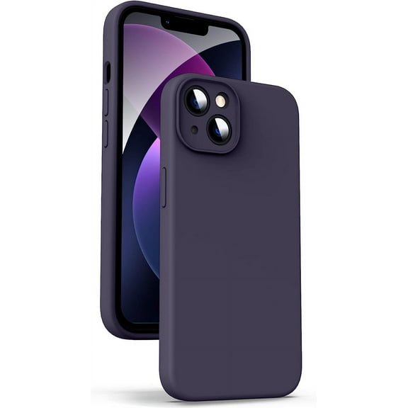 Liquid Silicone Case for iPhone 13 Mini - [Camera All-Round Protection] [Soft Microfiber Lining Anti-Scratch] 4 Layer Full Covered Shockproof Gel Rubber Phone Case Cover, 5.4", Deep Purple