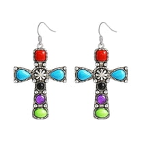 SUSHANG Vintage Cross Earrings Rhinestone Earrings Thin Dangle Moon Elegant Rhinestone Earrings Wedding Women Accessories Jewelry Earrings for Women