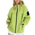 thumbnail image 2 of Ovbmpzd Zip Up Women's Rain Jacket Plus Size Hooded Waterproof Green Long Sleeve Hiking Nylon Windbreaker Womens Fall Jacket XL, 2 of 8