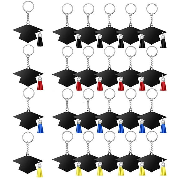 HEMLBOYW 24pcs Graduation Charm Keychain Acrylic Tassels Keychain Party Favor Class of 2023 Graduation Gifts for Him Her