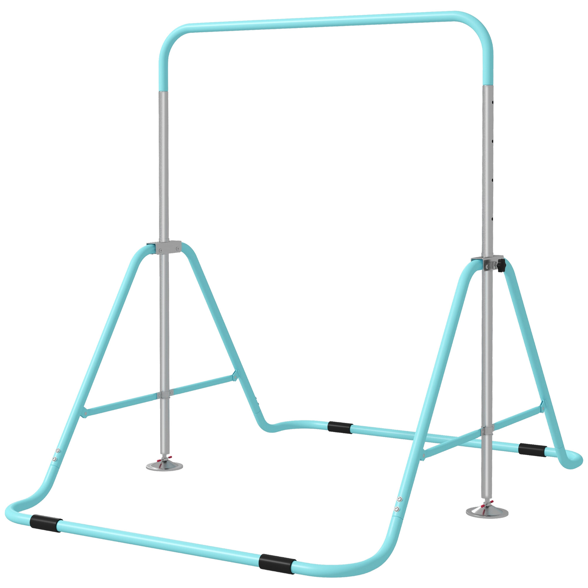 Qaba Folding Gymnastics Bar for Kids with Shock Absorption,Adjustable Gymnastics Horizontal Bar,Gymnastics Kip Bar for Home Use,Green,Green Steel Sports Fitness Exercise Equipment