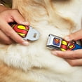 thumbnail image 2 of DC Comics Pet Collar, Dog Collar Metal Seatbelt Buckle, Superman Shield Close Up Blue Red Yellow, 16 to 23 Inches 1.5 Inch Wide, 2 of 9