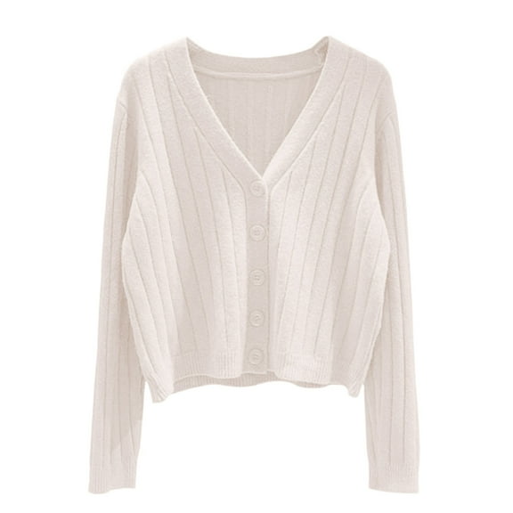 iHPH7 Cropped Cardigan Sweaters for Women Casual Outfits for Women Button Down Sweaters for Women Button Up Cardigan Fall Cardigans for Women Casual Outerwear Fall Outfits for Women Beige L