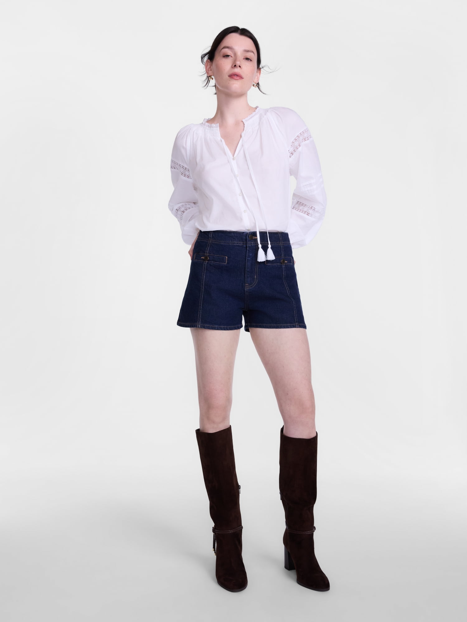 Scenario Women's High Rise Shorts with Welt Pockets, 3" Inseam, Sizes 0-20