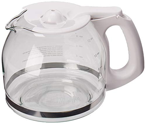 12-Cup Glass Carafe, White For Coffee 