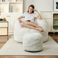 thumbnail image 6 of Bean Bag Chair with Ottoman,Bean Bag with Filler, Big Comfy Couch, Lounge Sofa, Cozy Lazy Comfy Floor Sofa for Bedroom, Reading Chair for Living Room(White-A), 6 of 17