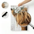 thumbnail image 6 of WFSposter Highland Cow Canvas Wall Art: Cow with White Flower Picture Farmhouse Cow Decor Framed Poster for Bedroom Living Room Home Office 11x14", 6 of 7