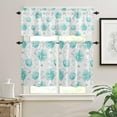 thumbnail image 2 of 3 Piece Vintage Watercolor Flowers Kitchen Curtains, Tier and Valance Rod Pocket Window Curtains Set Teal White Cafe Curtains for Kitchen Valances Window Treatment 54X18in+27x24in×2, 2 of 5