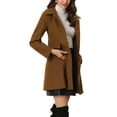 thumbnail image 4 of INSPIRE CHIC Women's Vintage Lapel Collared Overcoat Single Breasted Mid-Long Winter Coat, 4 of 6