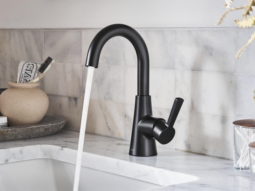 Moen 84310BL Mikah™ One-Handle High Arc Matte Black Bathroom Sink Faucet