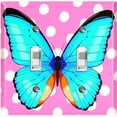 thumbnail image 1 of Metal Light Switch Plate Cover Unique Teal Butterfly Pink Polka Dots BUT032, 1 of 13