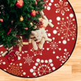 thumbnail image 4 of Red Christmas Christmas Tree Mats Waterproof Tree Skirt, Snowflakes Texture Xmas Tree Stand Tray Mat Floor Protector Pad for Holiday Party Decoration, 28.3", 4 of 6