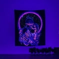 thumbnail image 4 of RV El tapiz de calavera y el tapiz de triángulo de neón en forma de T brillan en el fondo de la noche oscura, y el arte de la pared de calavera en la sala de estar del dormitorio - 150 * 150 cm (fluorescente) Sailing Electrónica, 4 of 5