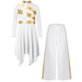 thumbnail image 3 of iiniim Girls Asymmetrical Lyrical Praise Dance Dress Liturgical Worship Church Robe with Palazzo Pants Set White 10, 3 of 7