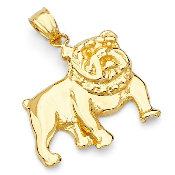 Wellingsale 14K Yellow Gold Polished Bulldog Pendant