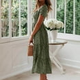 thumbnail image 5 of BLVB Summer Fall Dresses for Women 2025 Short Sleeve Trendy Beach Midi Dress Square Neck Tiered Boho Sundress, 5 of 7