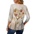 thumbnail image 6 of Hogleaql Womens 3/4 Sleeve Crewneck Valentine T Shirts Tee Shirts Dressy Love Heart Printed Tops Relaxed Fit Loose Fit Comfortable Tee Tops Khaki S, 6 of 6