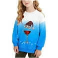 thumbnail image 2 of Piuwrlz Hood Sweatshirts Toddler Girls Winter Hoodies Embroidered Wine Cup Loose Tie Dyeing Hoodie Blue Size 2 Years, 2 of 7