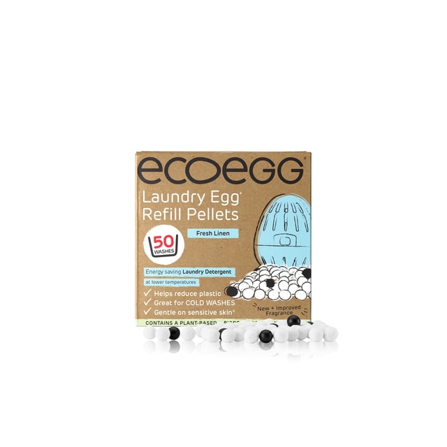 Pellets de Recarga para Ecoegg Laundry Egg | Detergente para Ropa | Sin enzimas, blanqueadores ni fosfatos | 50 Lavados | Fresco Lino
