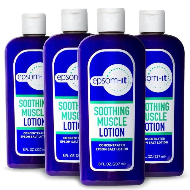 EPSOM-IT Loción muscular calmante - Sal de Epsom Crema de sulfato de magnesio Árnica para rigidez muscular Malestar Loción de magnesio tópica Calambres en las piernas Rodillas y pies doloridos 8.0 oz.