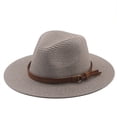 thumbnail image 1 of XmhyTop Sombrero de paja para hombre, sombrero de panamá, talla M (56 - 58cm), gris, 1 pieza, 1 of 5