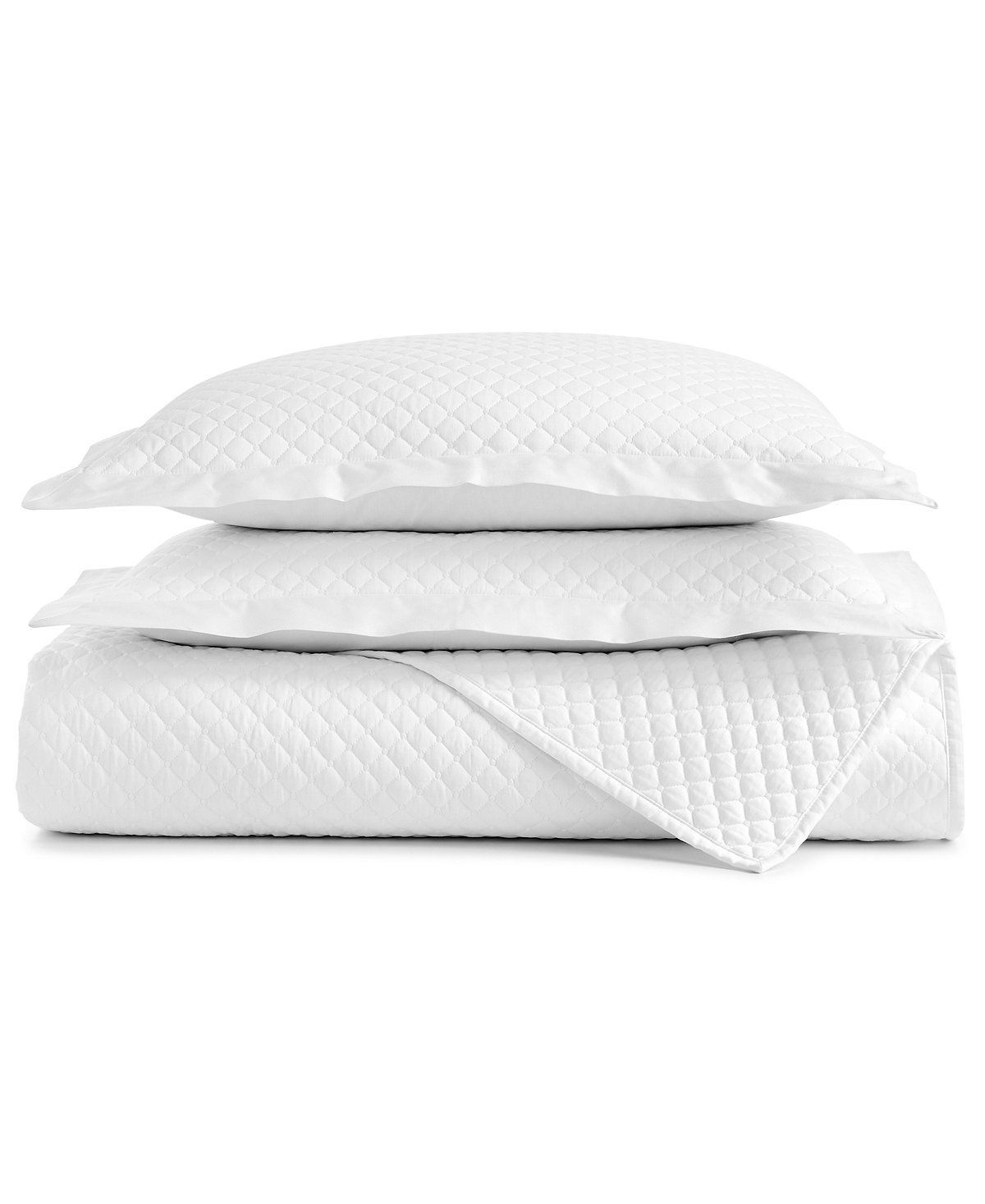 Charter Club Damask Solid Quilted Cotton Diamond Pattern 1 Queen Coverlet And 2 King Shams 3