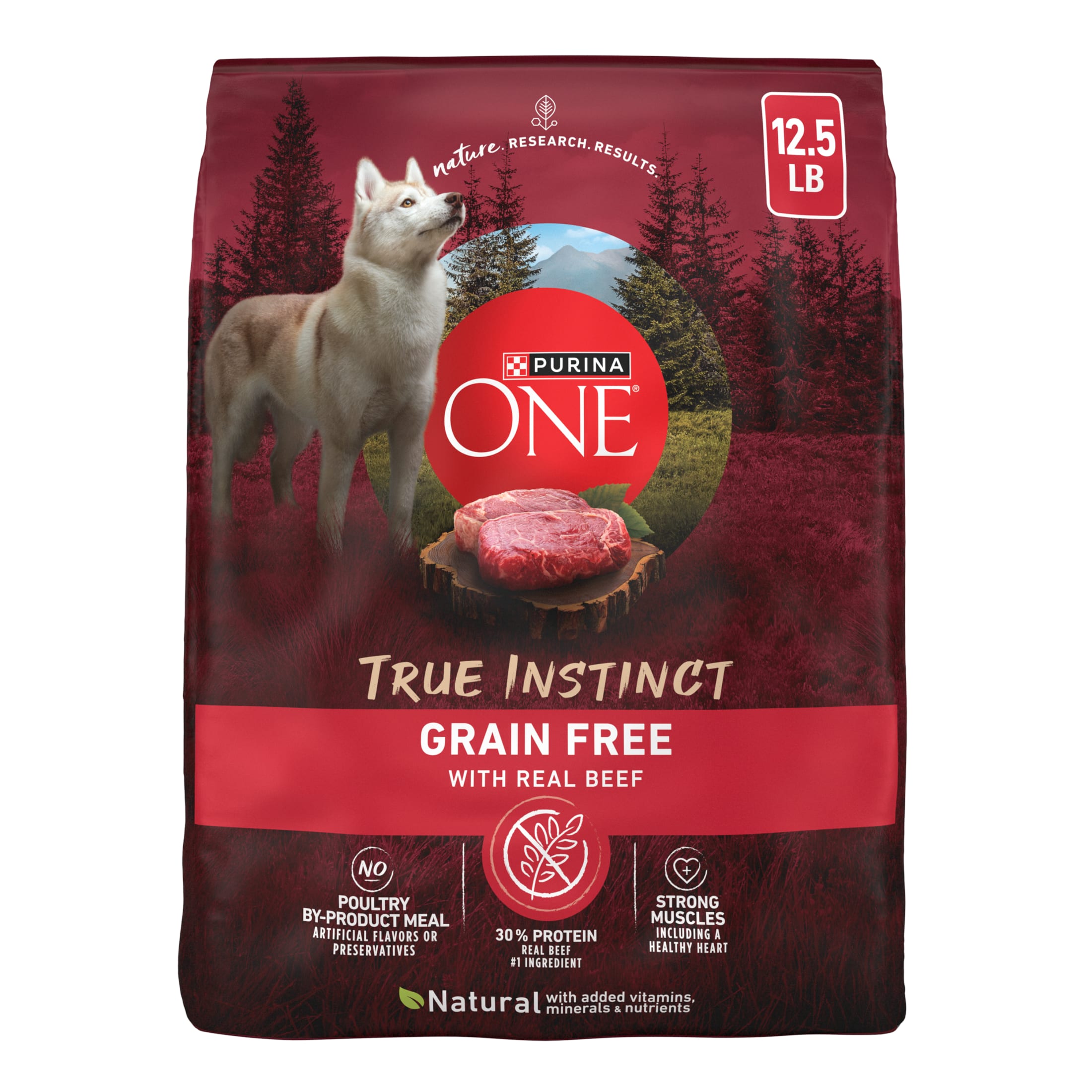 Purina One True Instinct Dry Dog Food, Muscle & Joint Support, Grain-Free Real Beef, 12.5 lb Bag