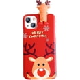 thumbnail image 2 of Christmas Case for iPhone 14 6.1", Merry Christmas 3D Doll Toy Cute Xmas Snowman Santa/Elk Antlers Deer Soft TPU Silicone Women Girls Festival Gift Protective Phone Case for iPhone 14 (Green), 2 of 4