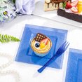 thumbnail image 6 of WELLIFE FESTIVE 200 Pcs Deep Blue Glitter Dessert Plates, Plastic Square Plate Includes 100 Dessert Plates & Forks for Wedding, Party, 6 of 7