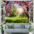 thumbnail image 4 of BCIIG  Spring Landscape Tapestry Natural Scenery Window View Aesthetic Wall Tapestries for Bedroom Living Room Decor Cherry Blossom Trees Picture Sunshine Nature Tapestry Wall Hangings  Painting, 4 of 6