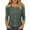 Army Green, variant on Women's Fashion Casual Three-Quarter Sleeve Button Solid Color Round Neck Top, Chic Blouse for Women, Spring Summer Style,Blue,M