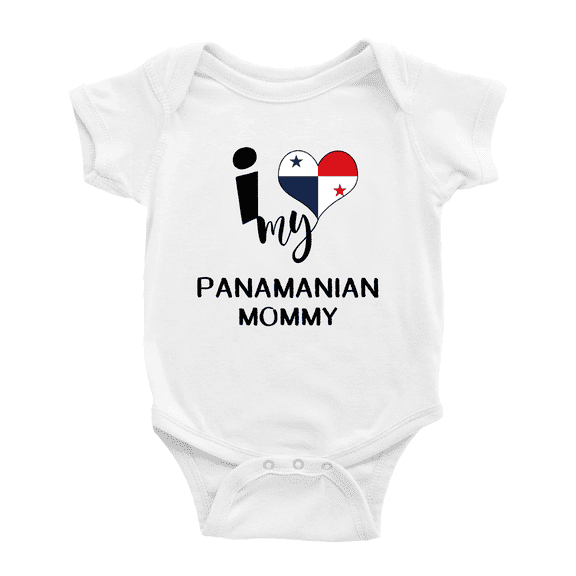 I Heart My Panamanian Mommy Panama Love Flag Baby Clothes (White, 12-18 Months)