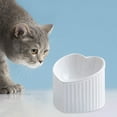 thumbnail image 6 of Ceramic Tilted Elevated Cat Bowl Heart Shape Porcelain Easily Wash Food Bowl White, 6 of 8