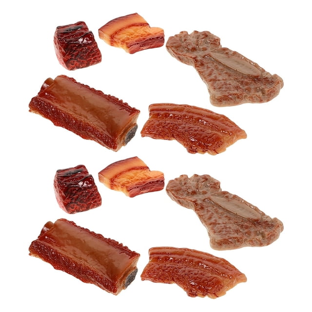 HLONK10pcs Fake Pork Ribs Artificial Meat Model Simulation Braised Meat Display Photo Props Food Toy For Kitchen Food Decor Accessories Home Supplies