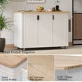 thumbnail image 5 of Harper & Bright Designs Fluted Kitchen Island with Drop Leaf, Farmhouse Kitchen Island on Wheels with Internal Storage Rack, Rolling Kitchen Cart with Towel Rack for Dining Room, White, 5 of 15