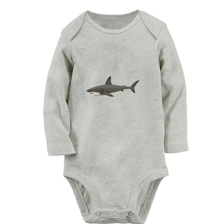

iDzn® Danger Will Bite Funny Rompers Newborn Baby Unisex Bodysuits Infant Animal Shark Graphic Jumpsuits Toddler Kids Long Sleeve Oufits (Gray 0-6 Months)