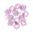 thumbnail image 1 of Farfi - Bolas colgantes de plástico decorativas para árbol de Navidad (12 unidades/caja, forma de corazón, rosa), 1 of 8