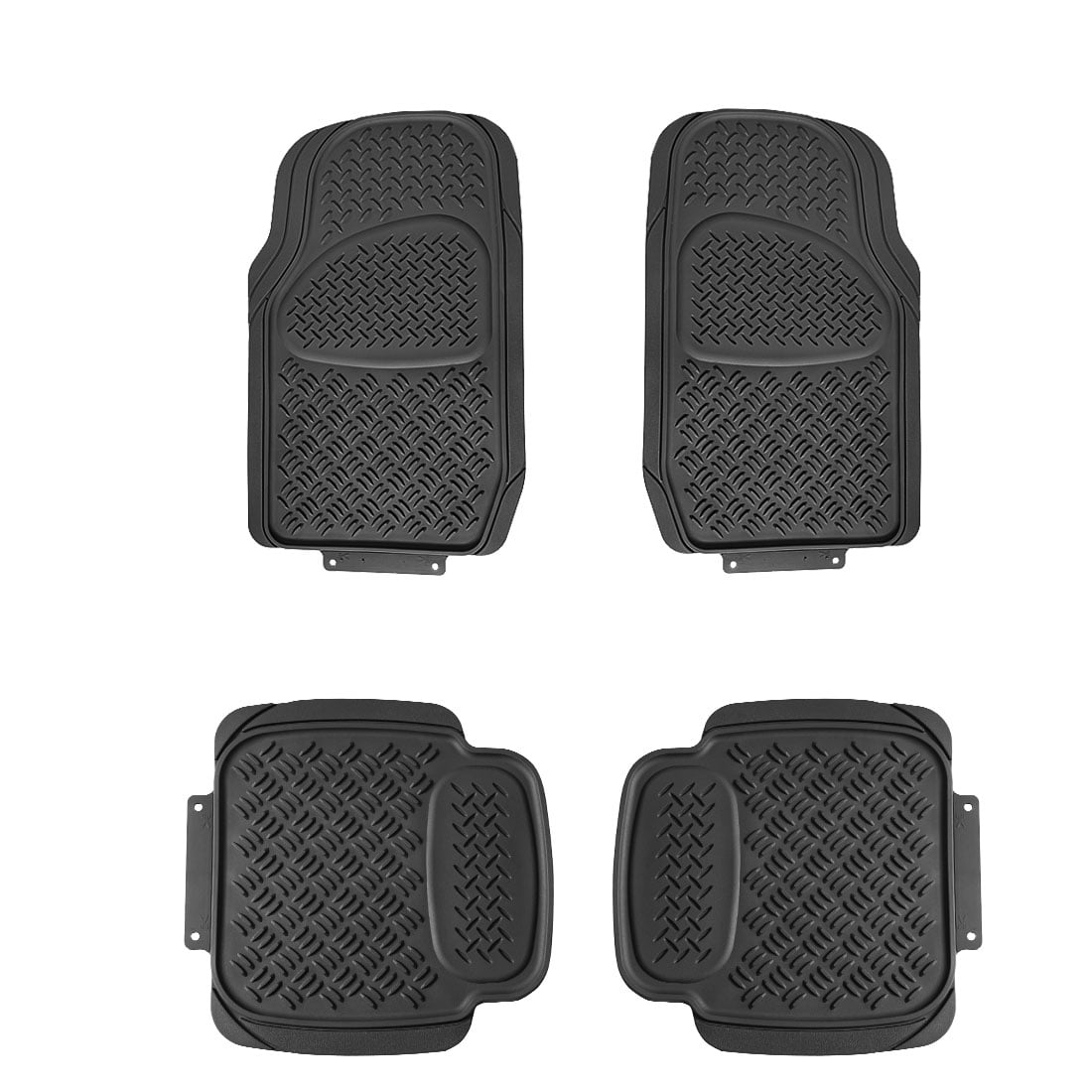 4pc Front And Rear Floor Mats Universal Black Car Carpet Mat Set Non-slip