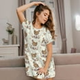 thumbnail image 3 of Logiee Flower Chicken Print Nightgowns for Women,Soft Short-Sleeved Lightweight Sleepwear, Loose Sleepshirts, 3 of 6